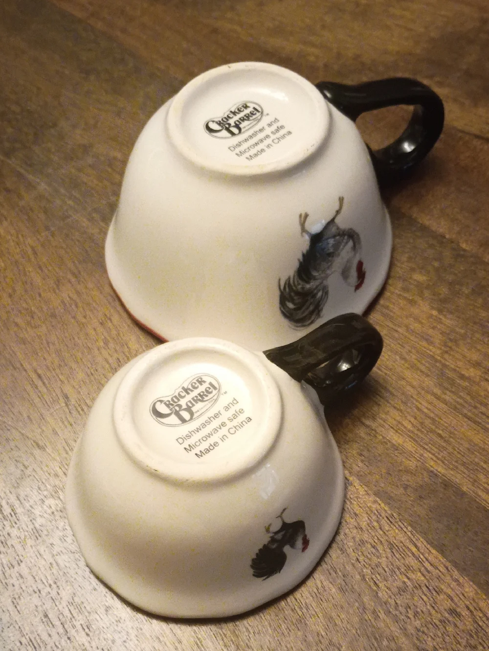 Cracker Barrel Rooster Ceramic Measuring Cup Set Farmhouse Kitchen 1/2 & 1/4 Cup